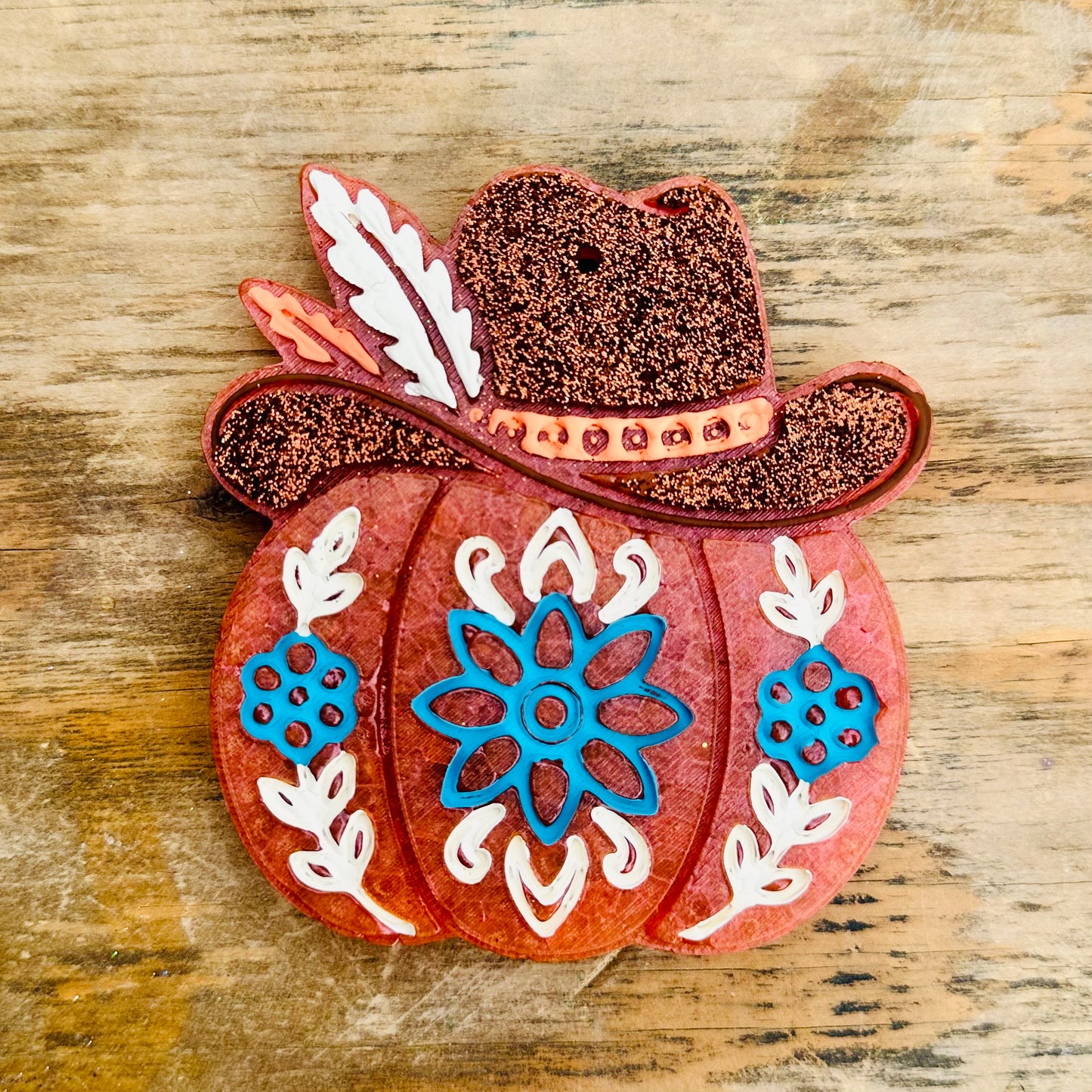 Fall Pumpkin with Cowboy Hat Car Freshie