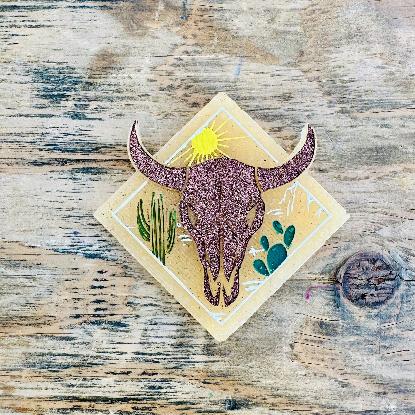 **Custom** Landscape Bull Skull Car Freshie