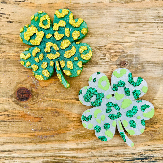 **PREORDER** St. Patricks Day Leopard Clover Car Freshie