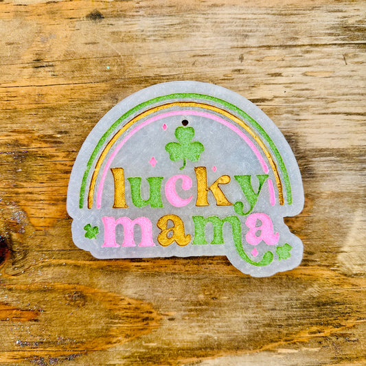 **PREORDER** St. Patricks Day “Lucky Mama” Rainbow Car Freshie