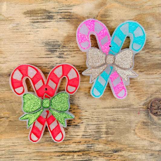 **PREORDER** Christmas Candy Canes with a Bow Car Freshie