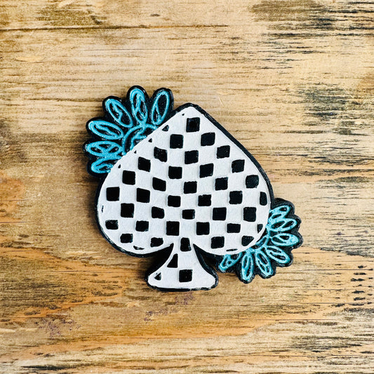 **Custom** Concho Checkered Spade Car Freshie