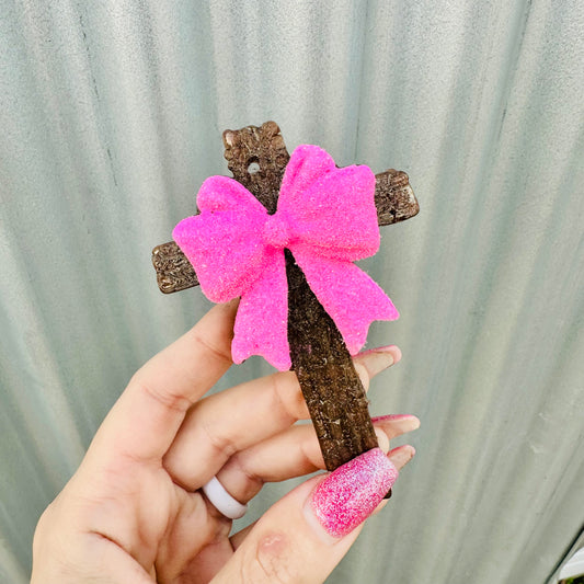 **Custom** 3D Cross with Bow Car Freshie