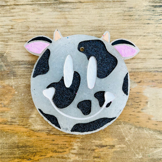 **Custom** Spotted Cow Happy Face Car Freshie