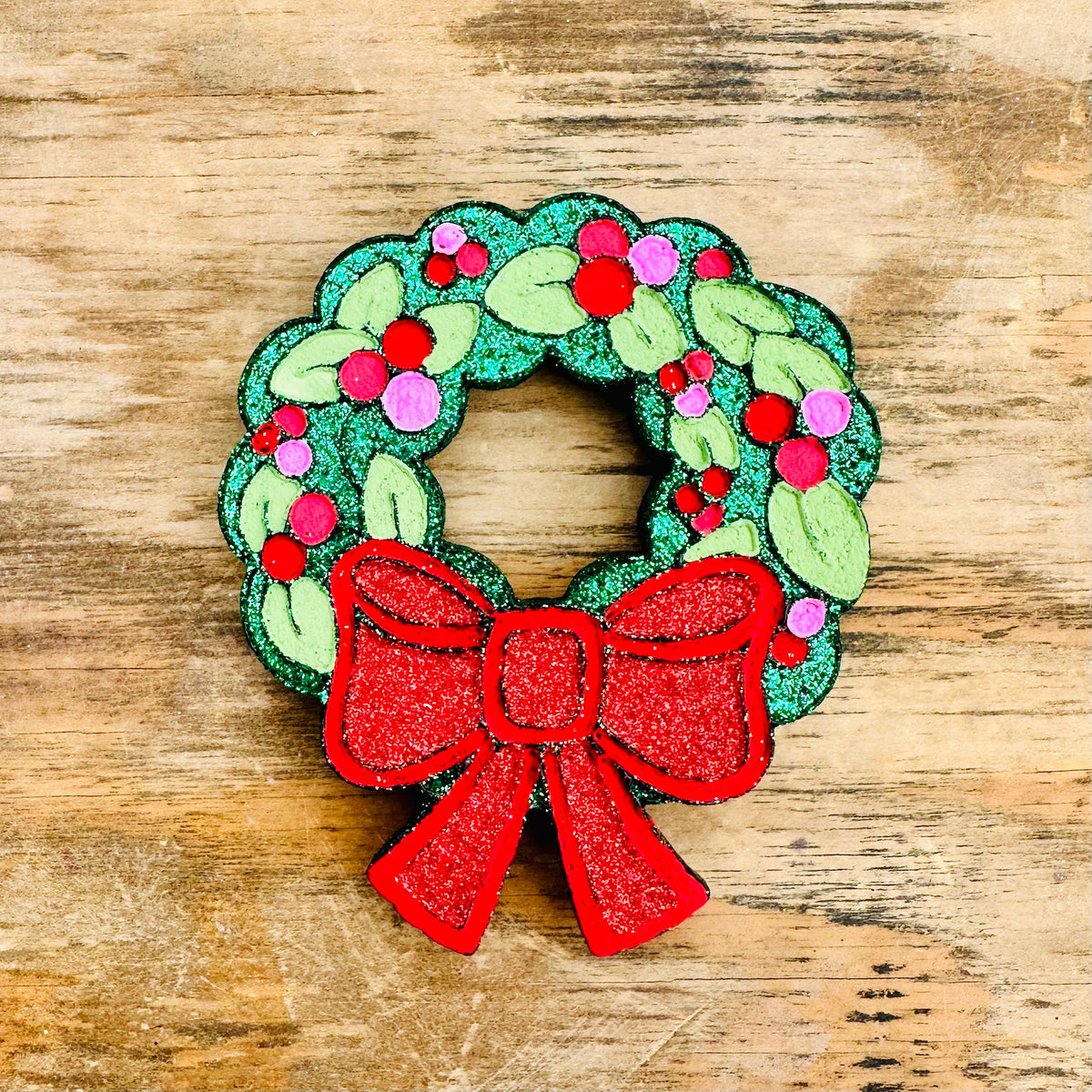 2026 Christmas Wreath with Bow Car Freshie