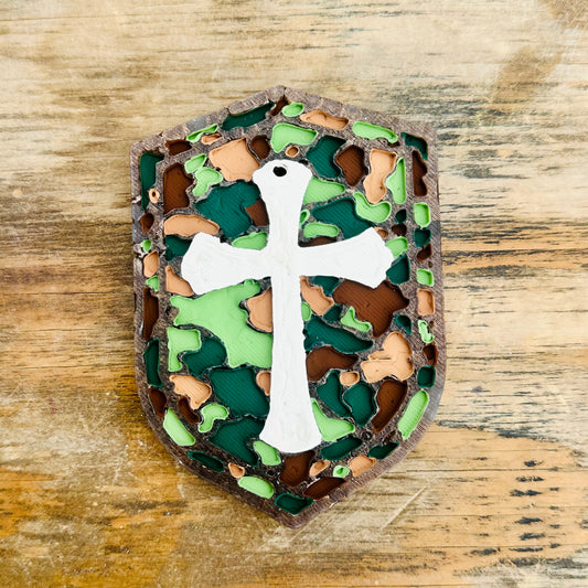 **Custom** Camo Shield Cross Car Freshie