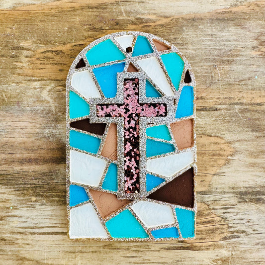 **Custom** Mosaic Cross Window Car Freshie