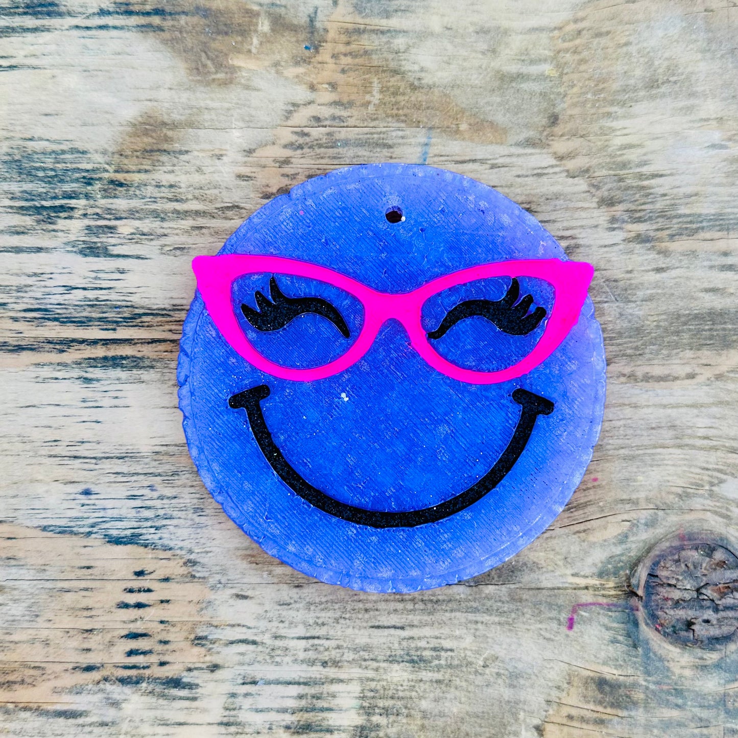 **Custom** Happy Face with Glasses Car Freshie