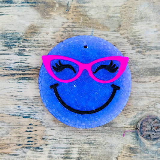 **Custom** Happy Face with Glasses Car Freshie
