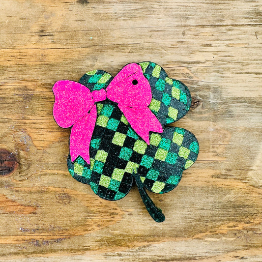 **PREORDER** St. Patricks Day Disco Clover with Bow Car Freshie