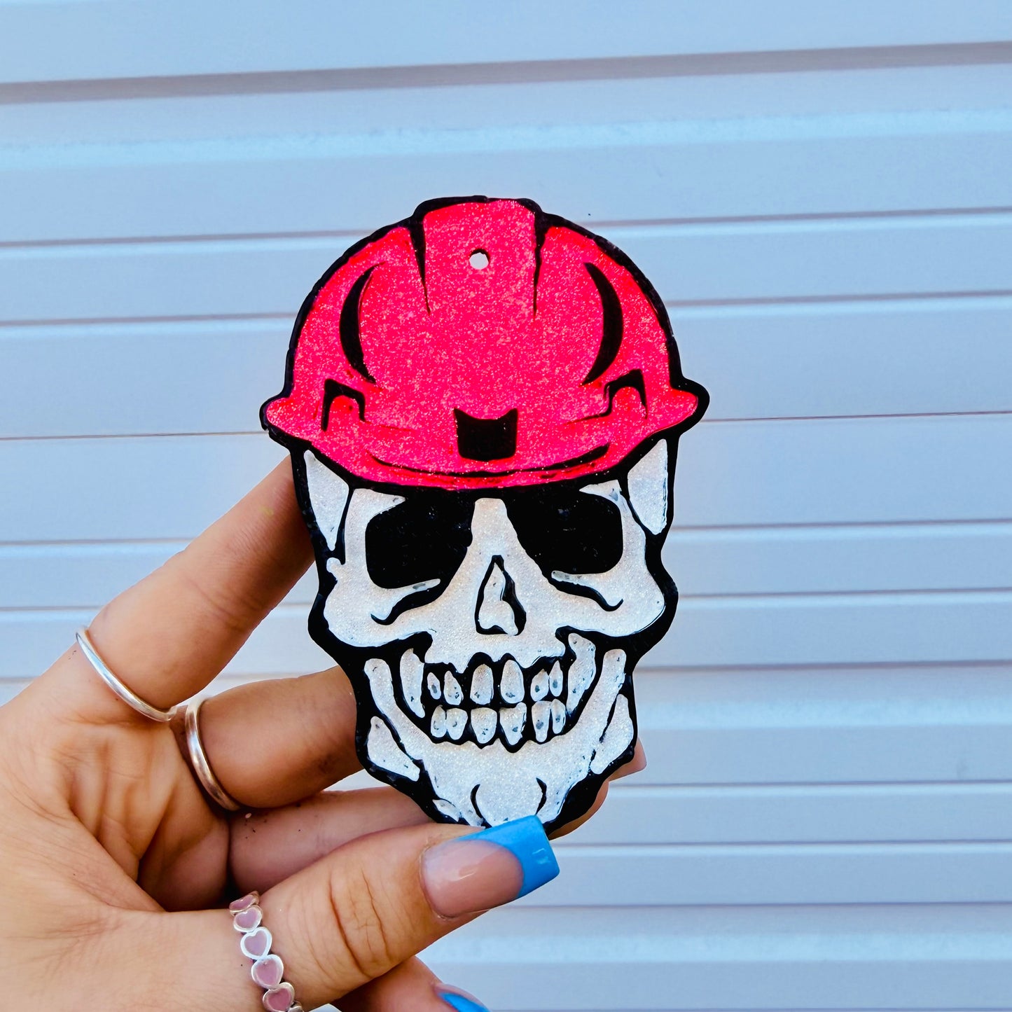 **Custom** Women’s Skeleton with Hard Hat Car Freshie