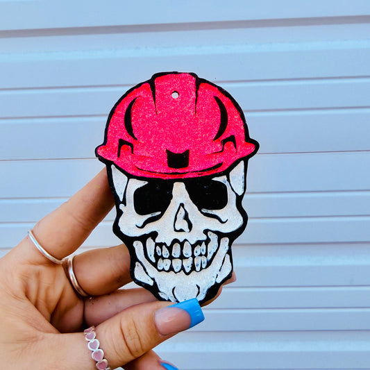 **Custom** Women’s Skeleton with Hard Hat Car Freshie