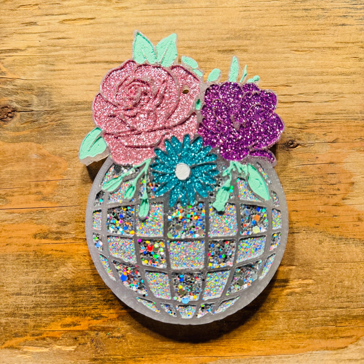 **PREORDER** Spring Disco Ball with Flowers Car Freshie