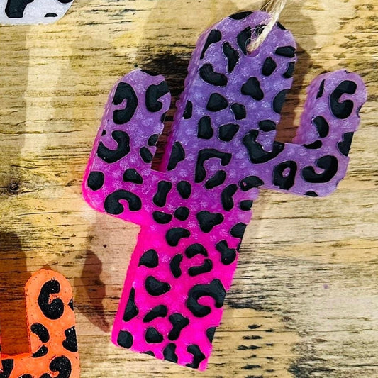 **Custom** Leopard Print Cactus Car Freshie